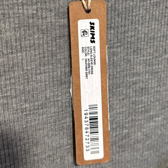 SKIMS SOFT LOUNGE LONG SLEEVE DRESS L Large NWT NEW Heather Grey - Picture 5 of 6